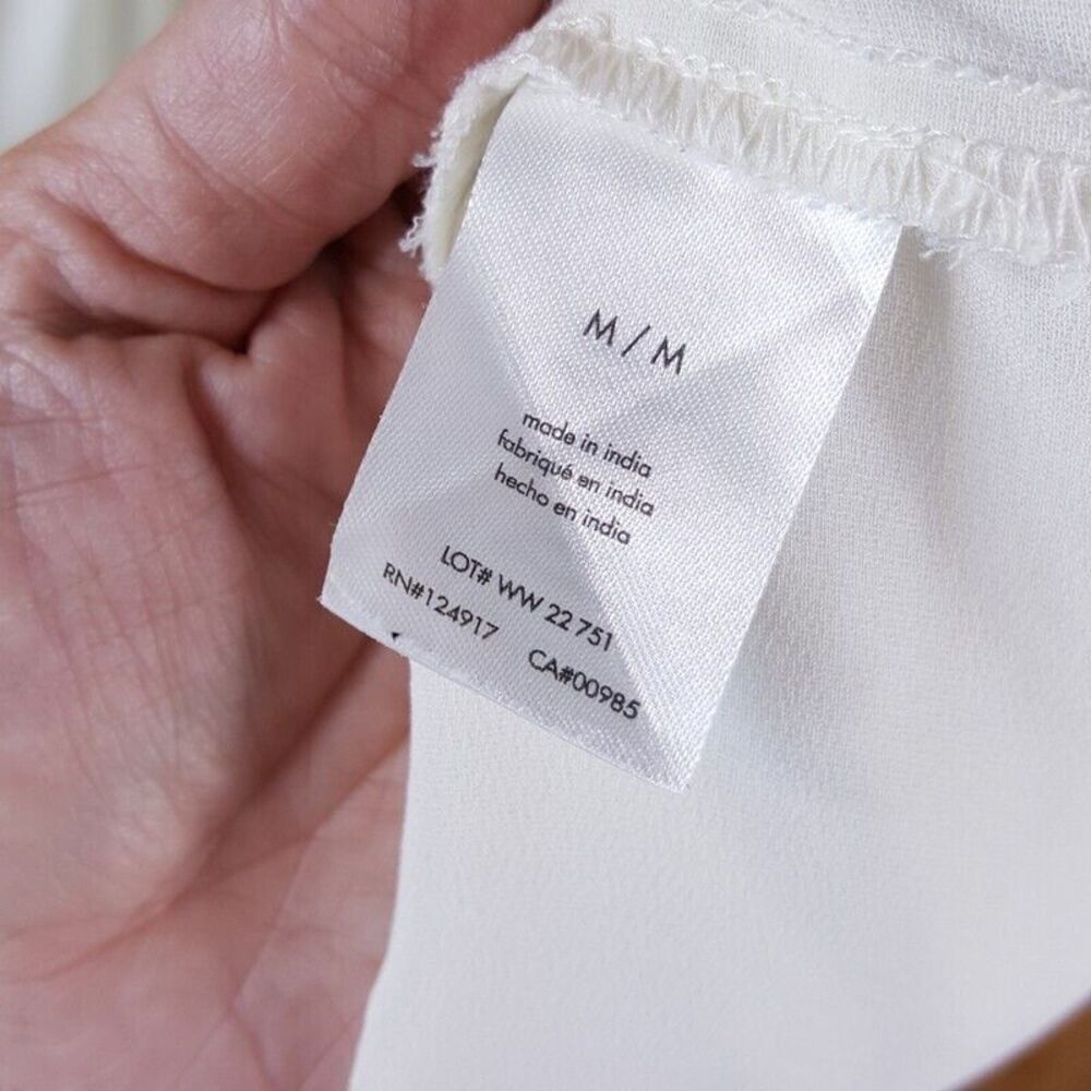 WEWOREWHAT Womens Dress Medium White Midi Charmeuse Corset Empire Minimalist - Picture 11 of 12